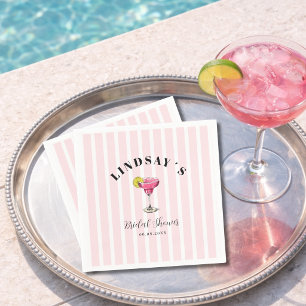 Pink Stripe Cocktail Bridal Shower Napkin