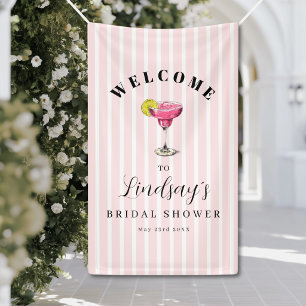 Pink Stripe Cocktail Bridal Shower Party Banner