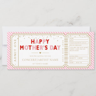 Pink Stripe Concert Ticket Gift Voucher Card