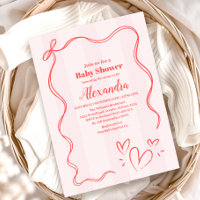 Pink Stripe Coquette Bow  Baby Shower