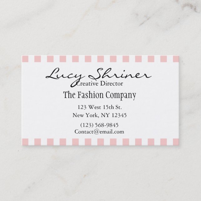 Pink Stripe Fashion Pretty Business Card (Front)
