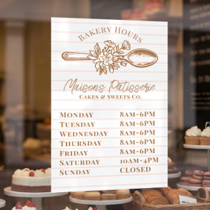 Pink Stripe Floral Spoon Bakery Shop Store Hours