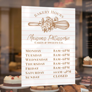 Pink Stripe Floral Whisk Bakery Shop Store Hours