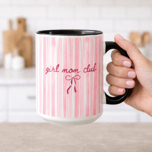 Pink Stripe Girl Mom Club Mug