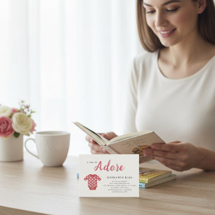 Pink Stripe Girly Adore Book Request Baby Shower  Enclosure Card