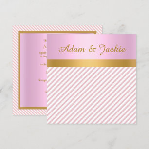 PINK STRIPE GOLD METALLIC WEDDING ENGAGEMENT INVITATION