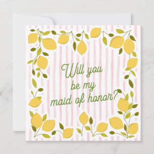 Pink Stripe & Lemon Bridesmaid Proposal Card