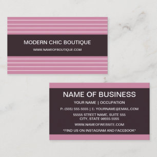 Pink Stripe Modern Chic Boutique Business Card