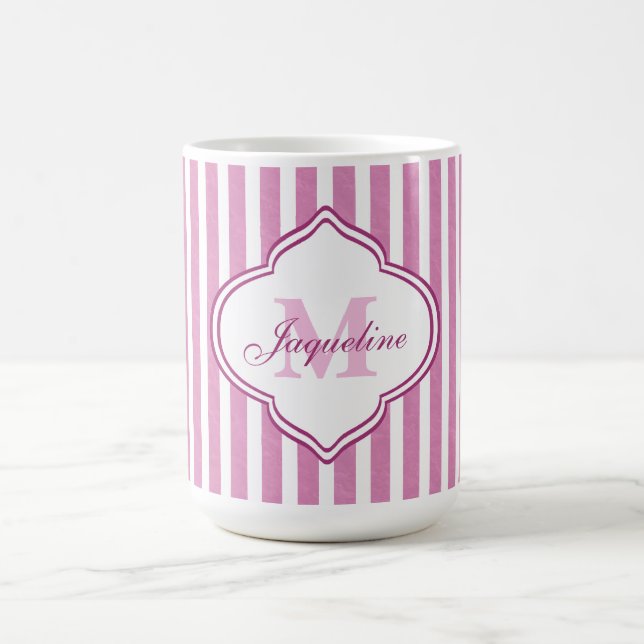 Pink Stripe Monogram Coffee Mug (Center)