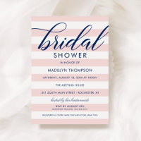 Pink Stripe Navy Wedding Bridal Shower