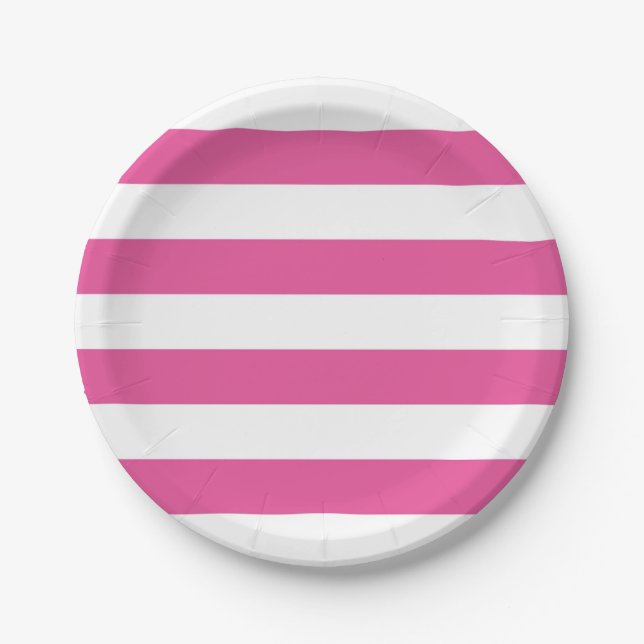 Pink Stripe Paper Plate (Front)