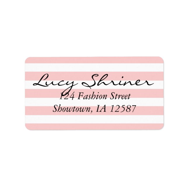 Pink Stripe Personal Custom Address Label (Front)