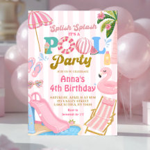 Pink Stripe Pool party girl birthday