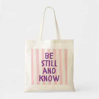 Pink Stripe Purple Bible Quote Lettering Women's Tote Bag