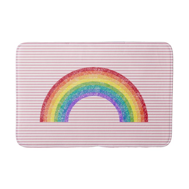 PINK STRIPE RAINBOW BATH MAT (Front)