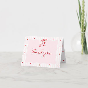 Pink Stripe Red Heart Little Sweetheart Birthday Thank You Card