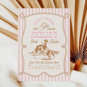 Pink Stripe Rope Rodeo Invitation