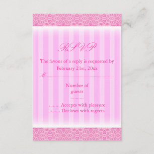 Pink Stripe Sweet16 RSVP Card