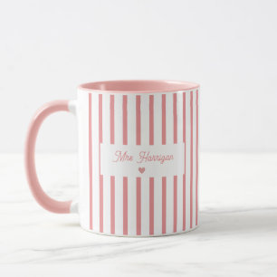 Pink Stripe Teacher Monogram Mug