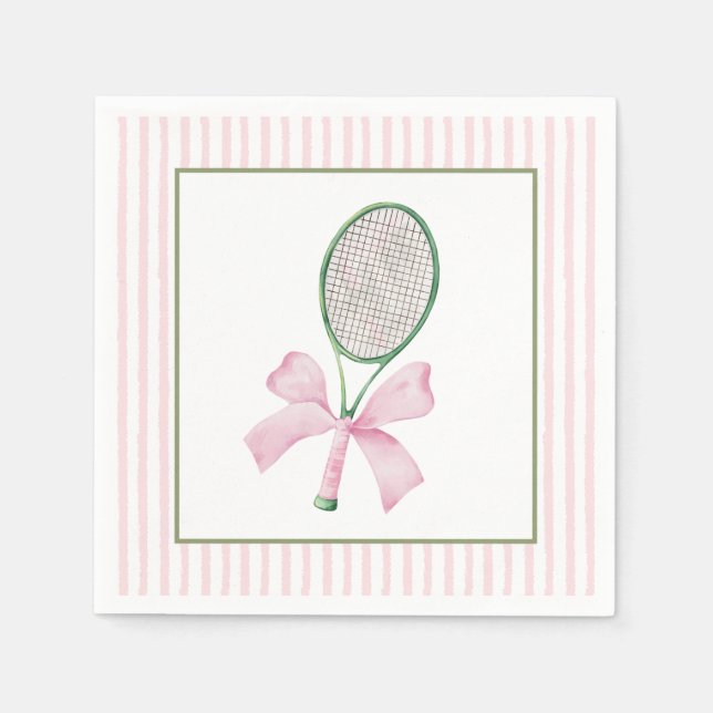 Pink Stripe Tennis  Napkin (Front)
