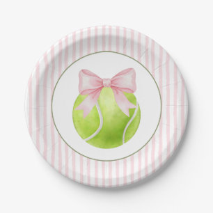 Pink Stripe Tennis Paper Plate