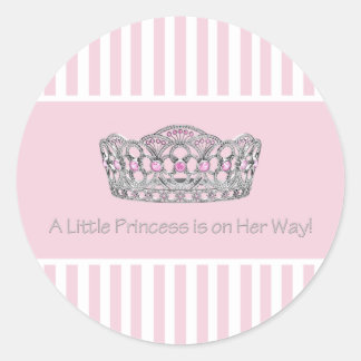 Pink Stripe Tiara Princess Envelope Seal Label