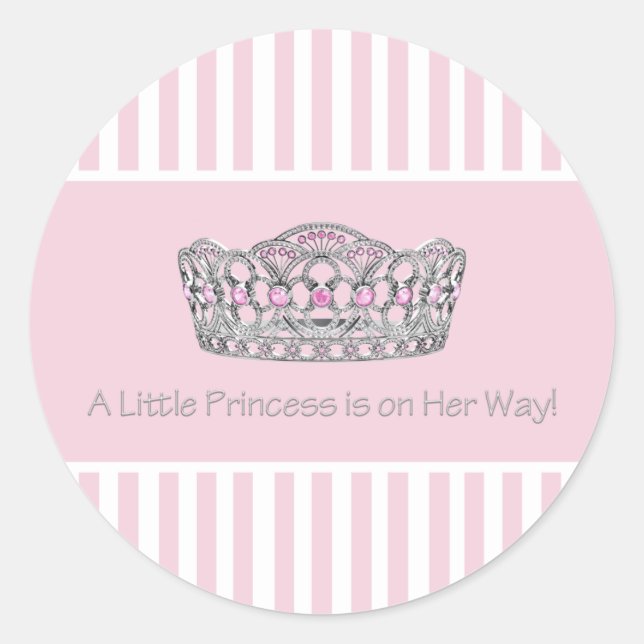 Pink Stripe Tiara Princess Envelope Seal Label (Front)