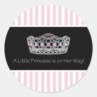 Pink Stripe Tiara Princess Envelope Seal Label