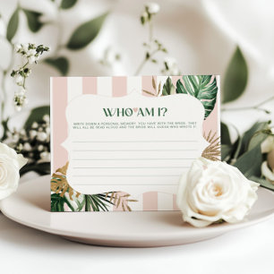 Pink stripe tropical Who am I bridal shower game