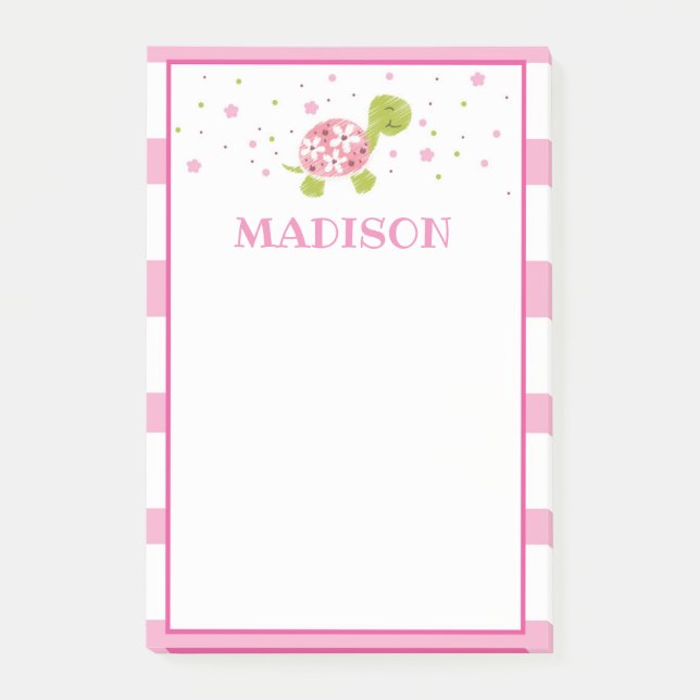 Pink Stripe Turtle Post It Note (Front)