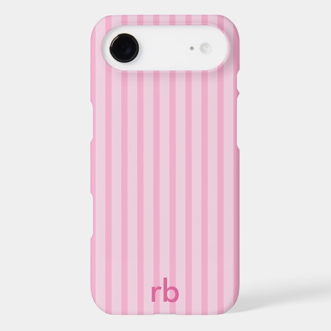 Pink Stripe Vintage Design Name Initials Stylish  (Back)