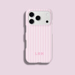 Pink Stripe Vintage Design Tiny Initials Monogram<br><div class="desc">Soft, classic, and quietly elegant, this personalized phone case is inspired by timeless East Coast style with a vintage feel. The soft pink colorway brings warmth and femininity, while the refined tiny monogram design keeps everything polished and understated. It’s the kind of case that feels just as right with a...</div>