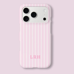 Pink Stripe Vintage Design Tiny Initials Monogram
