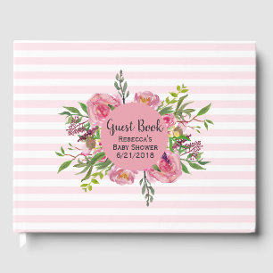 Pink Striped Baby Shower Guest Book