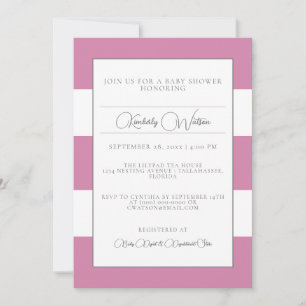 Pink Striped Baby Shower Invitation