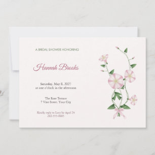 Pink Striped Bindweed Bridal Shower Invitation