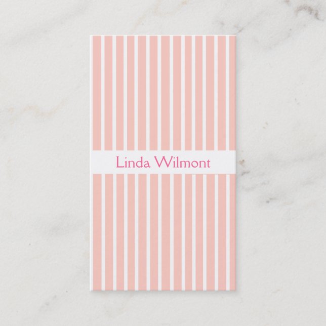 Pink Striped Business Card (Front)