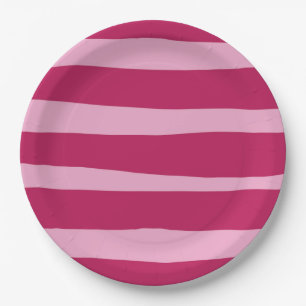 Pink striped Disposable Party Paper Plate