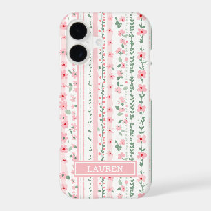 Pink Striped Floral Personalised