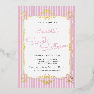 Pink Striped Glam Princess Sweet 16 Party 