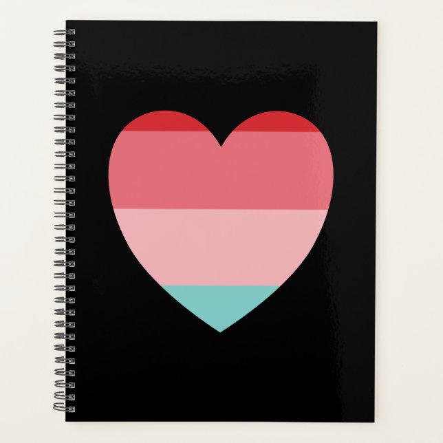 Pink Striped Heart Planner (Front)