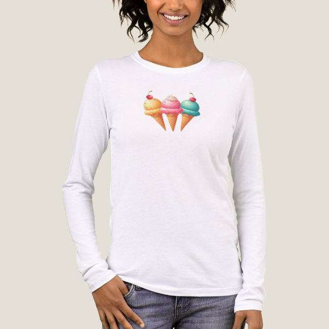 Pink striped Ice cream Tri-Blend Shirt (Front)