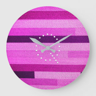Pink Striped Knitted Fabric Monogram Customised Large Clock