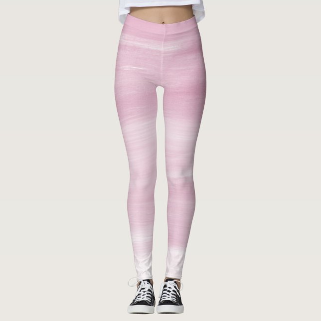 Pink Striped leggings. Leggings (Front)