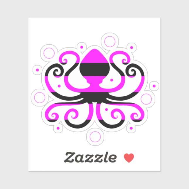 Pink Striped Octopus Laptop Sticker (Sheet)