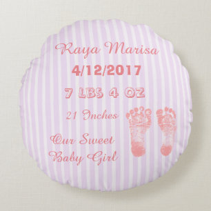 Pink Striped personalised Baby Girl  Pillow