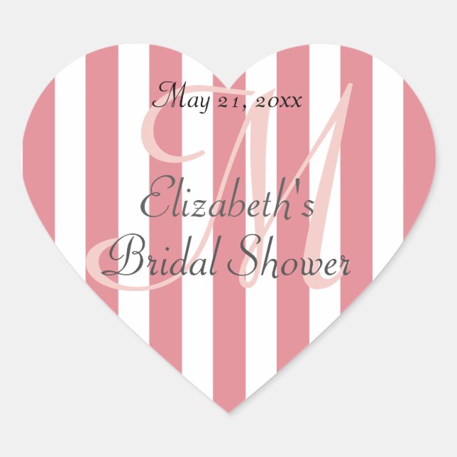 Pink Striped Personalised Heart Shaped Label (Front)
