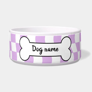 Pink Striped Pet Name Bowl