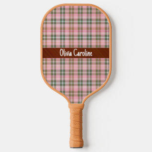 Pink striped pickleball paddles- text personalised paddle
