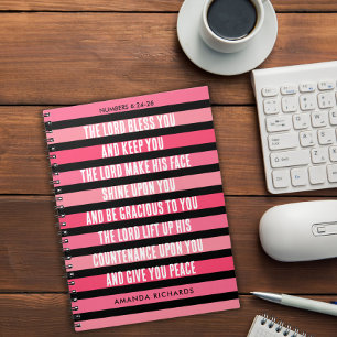Pink striped prayer journal notebook
